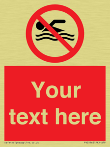 Custom No swimming prohibition Sign